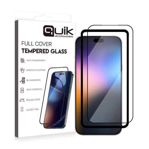 Quik Full Cover Tempered Glass – iPhone 17 Pro Max (9H, Anti-Fingerprint)