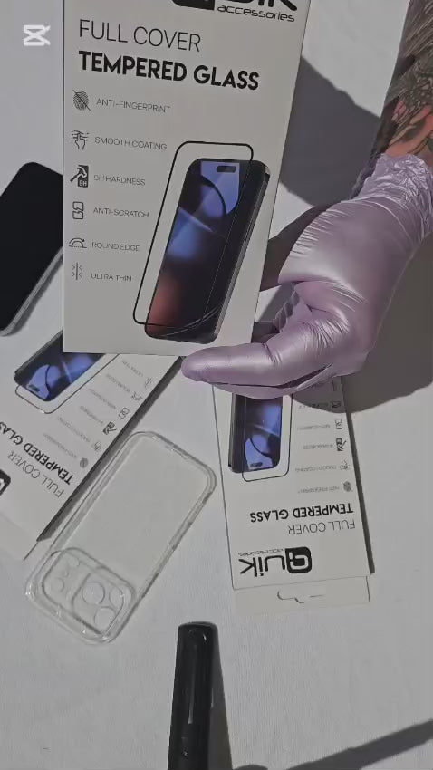 Quik Full Cover Tempered Glass – iPhone 16 (9H, Anti-Fingerprint)